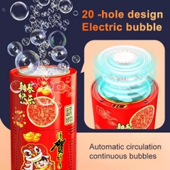 [Loại Lớn Kèm 6 Pin AA] Máy Thổi Bong Bóng Pháo Hoa 10 Lỗ Dung Tích 120ml Có Nhạc Và Đèn Trang Trí Chào Mừng Năm Mới