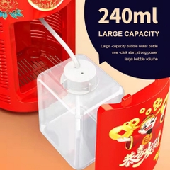 [Loại Lớn Kèm 6 Pin AA] Máy Thổi Bong Bóng Pháo Hoa 10 Lỗ Dung Tích 120ml Có Nhạc Và Đèn Trang Trí Chào Mừng Năm Mới