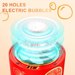[Loại Lớn Kèm 6 Pin AA] Máy Thổi Bong Bóng Pháo Hoa 10 Lỗ Dung Tích 120ml Có Nhạc Và Đèn Trang Trí Chào Mừng Năm Mới