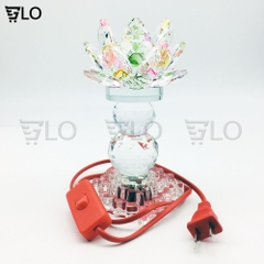 Cặp Đèn Hoa Sen Pha Lê Nguyên Khối Cao Cấp 17cm Tự Chuyển 7 Màu Cực Đẹp