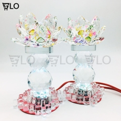 Cặp Đèn Hoa Sen Pha Lê Nguyên Khối Cao Cấp 17cm Tự Chuyển 7 Màu Cực Đẹp