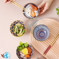 Bộ 6 Chén Kiểu Hoa Văn Cao Cấp Bohemia Và 6 Đôi Đũa Kèm Hộp Làm Quà Tặng Sang Trọng