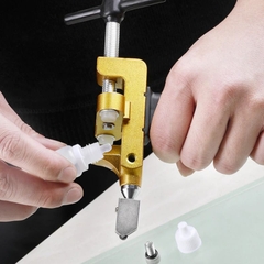 Bộ Dụng Cụ Dao Cắt Kính, Gạch 2 in 1 Cầm Tay Dạng Mở Nhanh Đa Năng Gồm 1 Máy Và 3 Lưỡi
