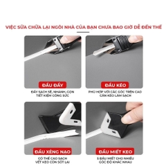 Bộ Dụng Cụ Miết Keo Silicon Kèm 5 Đầu Miết, Chà Ron Gạch, Cạo Cắt Keo Silicone Cửa Kính