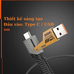 Dây Cáp Sạc Nhanh 4 In 1 Công Suất 65W PD27W Thiết Kế Tích Hợp Nhiều Cổng Sạc Tương Thích Nhiều Dòng Máy