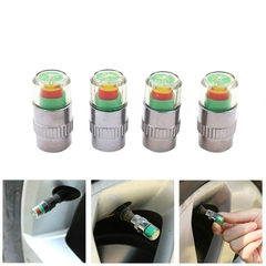 Bộ 4 Van Cảnh Báo Áp Suất Lốp Ô Tô, Thiết Bị Theo Dõi Áp Suất Bánh Xe Với 3 Màu Kèm Con Tán Và Cờ Lê Lắp Ráp