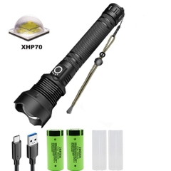 Đèn Pin Siêu Sáng Dùng Chip Led XHP70 Dùng 2 Pin 26650 Dung Lượng Cao, Có Led Báo Dung Lượng, Chống Thấm Nước Có Zoom
