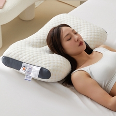 Gối Ngủ Công Thái Học Cao Cấp, Vỏ Ngoài Dệt Kim 3D,Ruột Sợi Bông Êm Ái Chống Đau Mỏi Vai Gáy