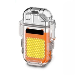 Quẹt Điện Plasma Chống Nước Chống Gió, Vỏ Trong Suốt Có Led Hiển Thị Pin