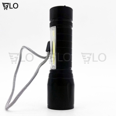 Đèn Pin Siêu Sáng Cao Cấp Mini M2, Có Zoom, 3 Chế Độ Sáng, Có Đèn COB Bên Hông, Kèm Dây Sạc Fullbox - Dùng Dây Đeo