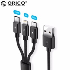 Cáp Sạc 3 đầu sạc ORICO UTS-12 -Type-C / android / Lightning (iphone)