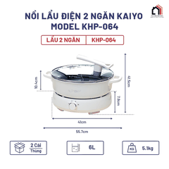 Nồi lẩu điện 2 ngăn Kaiyo size 6L (mã KHP-064) tại Vua Nhà Bếp Đức 10