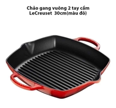 Chảo gang vuông 2 tay cầm LeCreuset Grillpfanne quadratisch,tief 30cm Kirsche (màu đỏ)