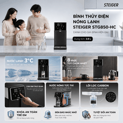 Bình Thủy Điện Steiger STG-850HC làm nóng/ lạnh nước có lõi lọc than hoạt tính - Bảo hành chính hãng 12 tháng