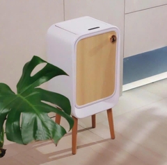 Thùng Rác Cảm Biến Mở 2 Cánh - Chân Gỗ Cao
