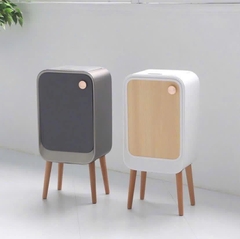 Thùng Rác Cảm Biến Mở 2 Cánh - Chân Gỗ Cao