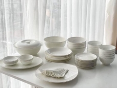 Set bát sứ Imperial 50 món viền mép chỉ bạc