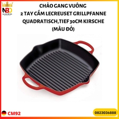 Chảo gang vuông 2 tay cầm LeCreuset Grillpfanne quadratisch,tief 30cm Kirsche (màu đỏ)