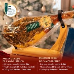 ĐÙI LỢN MUỐI ESPANA JAMON IBERICO DE CEBO 50% - ĐỈNH CAO ẨM THỰC TÂY BAN NHA (lợn đen, đùi trước: 5kg - 5,5kg)
