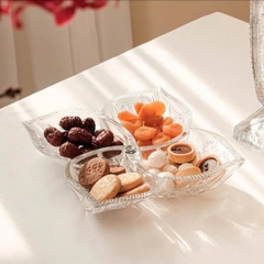 Khay mứt 4 cánh hoa pha lê mài Bohemia đường kính 35cm