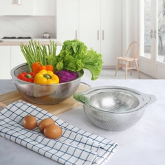 SET 3 RỔ INOX CÓ TAY CẦM GKÖCH MYDH0305 (kích thước 16cm, 20cm & 24cm)