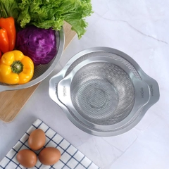 SET 3 RỔ INOX CÓ TAY CẦM GKÖCH MYDH0305 (kích thước 16cm, 20cm & 24cm)