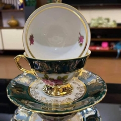 BỘ TRÀ SỨ MẠ VÀNG MEN NGỌC TRAI TIỆP KHẮC NỔI TIẾNG (HÀNG CAO CẤP)