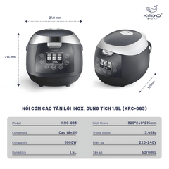 Kaiyo 1,5L KRC-063 - Nồi Cơm Cao Tần Lõi Inox Tách Đường 2026 tại Vua Nhà Bếp Đức 16