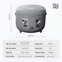 Gume 1,2l GM-RC13 - Nồi cơm điện đá Maifanite Gume tại Vua Nhà Bếp Đức 12