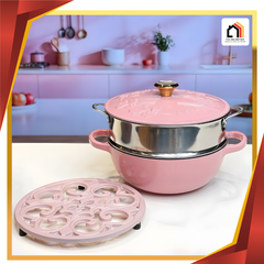 Nồi Gang Kèm Xửng Hấp Happiness 23cm tại Vua Nhà Bếp Đức 01