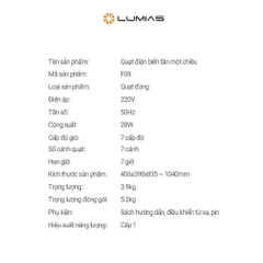 Quạt cây điện biến tần Lumias F08 28W Chính hãng