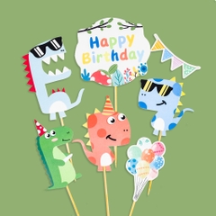 กระดาษไดโนเสาร์สีสันสดใส 10 ชุดและลูกโป่ง