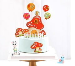 คอมโบกระดาษบ้านเห็ด 2 ชุดและตัวอักษร HPBD