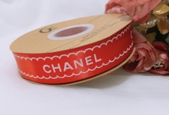 ริบบิ้น Chanel 2.5 cm x 50m ขอบหยัก - สีแดงสด
