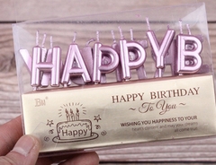 เทียน HPBD - สีชมพู