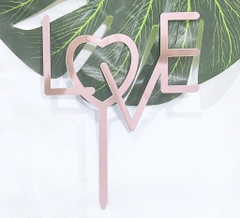 ท็อปเปอร์อะคริลิก LOVE ตัวอักษร สีชมพู ชุด 10 ชิ้น