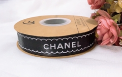 ริบบิ้น Chanel 2.5 cm x 50m มีขอบหยัก - สีดำ