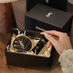 Set Quà Tặng 20/10 YSL Cushion Vỏ Da Đen & Son Kem The Inks Blur/Vinyl Cream