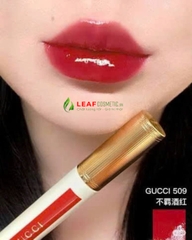 Son Tint Bóng Gucci Glow Oil-In-Water Tint 509 Gucci Rosso Ancora – Màu Đỏ Rượu Vang