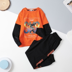 Bộ nỉ bé trai tay nối in chữ SK8 2/8