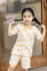 Bộ cotton giấy Bé trai, bé gái cúc vai size 1/5 tuổi