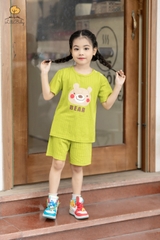 Bộ cotton giấy Bé trai, bé gái cúc vai size 1/5 tuổi