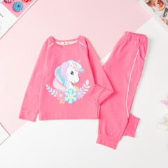 T415 Bộ Bé gái cotton thu đông in Pony size 3/10T