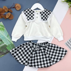 Bộ chân váy áo nỉ trắng 2/8