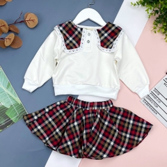 Bộ chân váy áo nỉ trắng 2/8