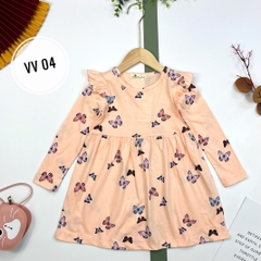 Váy cotton thu đông viền 3/12T