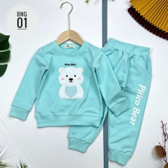 Bộ nỉ da cá bé gái gấu Bear 2/8