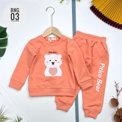 Bộ nỉ da cá bé gái gấu Bear 2/8