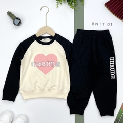 BNTT- Bộ nỉ da cá in hình trái tim 10/16
