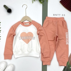BNTT- Bộ nỉ da cá in hình trái tim 10/16